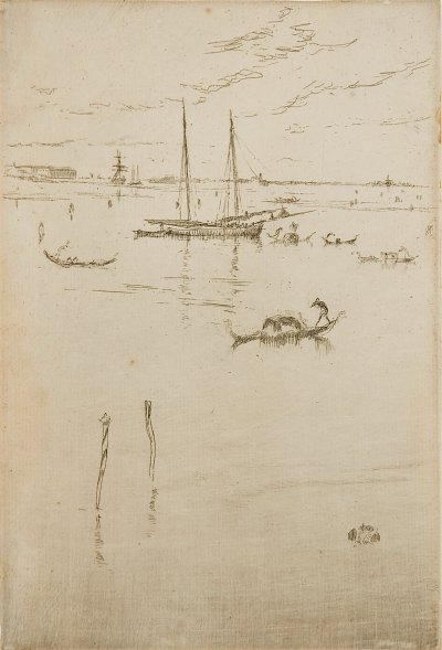 The Little Lagoon from the Twelve Etchings von James mcneill whistler als Kunstdruck auf Leinwand