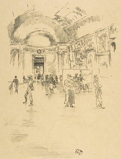 The Long Gallery Louvre von James mcneill whistler als Kunstdruck auf Leinwand