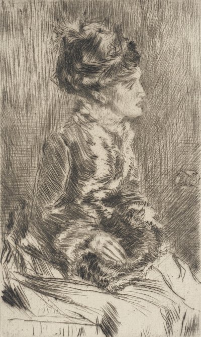 The Muff von James mcneill whistler als Kunstdruck auf Leinwand