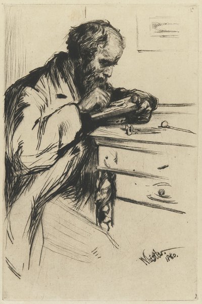 The Wood Engraver by J A McN von James McNeill Whistler als Kunstdruck auf Leinwand