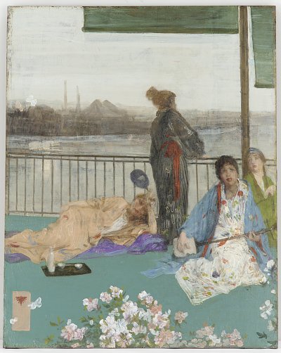 Variations in Flesh Colour and Green The Balcony von James McNeill Whistler als Kunstdruck auf Leinwand