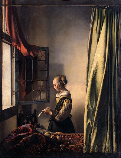 Briefleserin am offenen Fenster von Jan Vermeer als Kunstdruck auf Leinwand