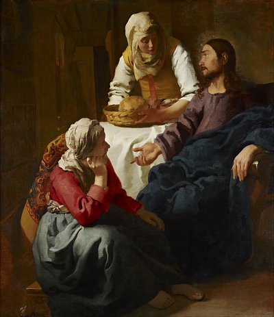 Christus bei Maria und Martha von Jan Vermeer als Kunstdruck auf Leinwand