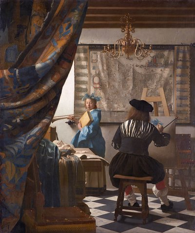 Die Malkunst von Jan Vermeer als Kunstdruck auf Leinwand