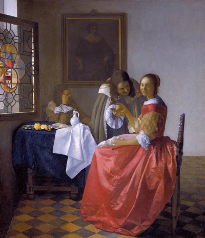 The girl with a wineglass Kunstdruck