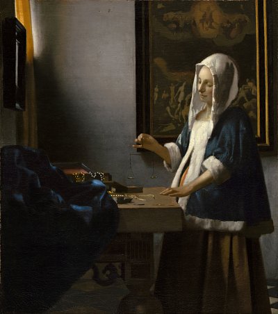 Woman Holding a Balance von Jan Vermeer als Kunstdruck auf Leinwand