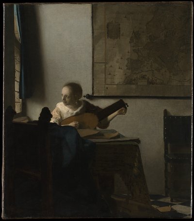 Womanwith a Lute von Jan Vermeer als Kunstdruck auf Leinwand