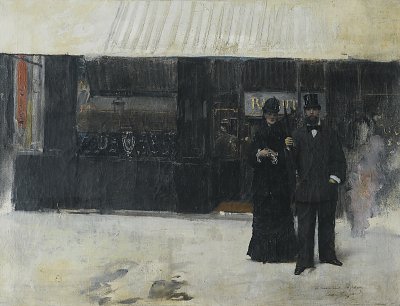 Couple devant une bijouterie Kunstdruck