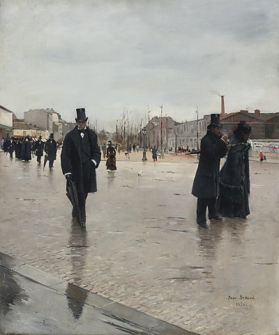 Leaving Montmartre Cemetery von Jean Beraud als Kunstdruck auf Leinwand