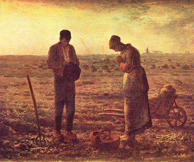 The Angelus von Jean Francois Millet als Kunstdruck auf Leinwand