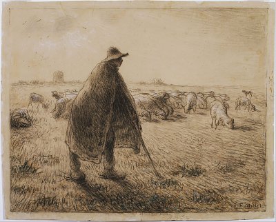 The Shepherd von Jean Francois Millet als Kunstdruck auf Leinwand