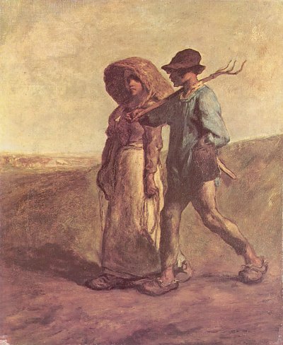 Weg zur Arbeit von Jean Francois Millet als Kunstdruck auf Leinwand