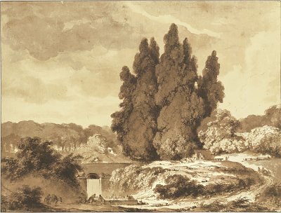 ITALIANATE PARK LANDSCAPE WITH TALL CYPRESSES von Jean Honore Fragonard als Kunstdruck auf Leinwand