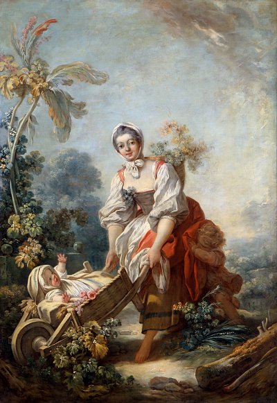 The Joys of Motherhood von Jean Honore Fragonard als Kunstdruck auf Leinwand
