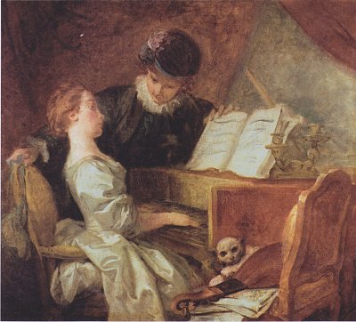 The Music Lesson von Jean Honore Fragonard als Kunstdruck auf Leinwand