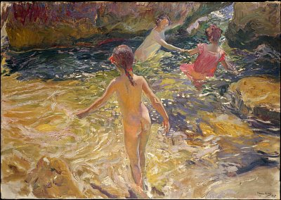 El baño von Joaquin Sorolla als Kunstdruck auf Leinwand