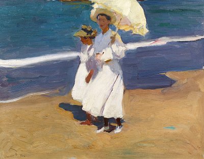 En la playa von Joaquin Sorolla als Kunstdruck auf Leinwand