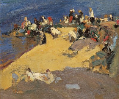 Lavanderas de Galicia von Joaquin Sorolla als Kunstdruck auf Leinwand