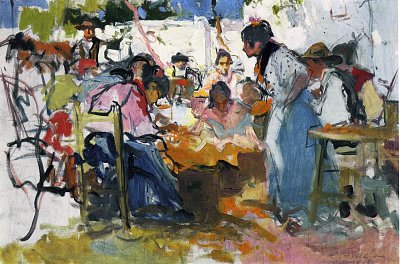 Net Menders in Valencia von Joaquin Sorolla als Kunstdruck auf Leinwand