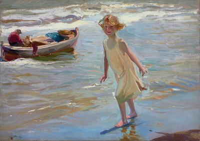 Niña en la playa von Joaquin Sorolla als Kunstdruck auf Leinwand