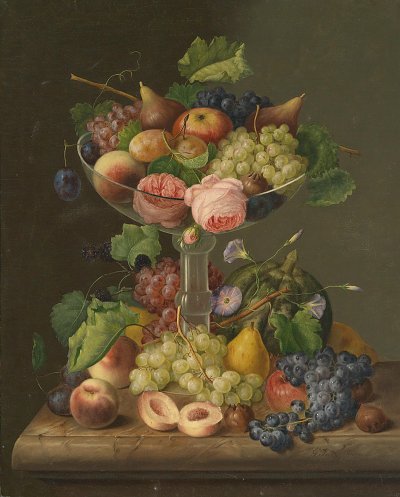 Früchtestillleben von Johann-Georg-Seitz als Kunstdruck auf Leinwand