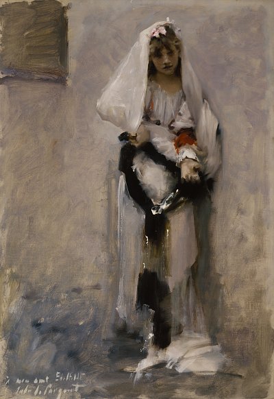 A Parisian Beggar Girl von John Singer Sargent als Kunstdruck auf Leinwand