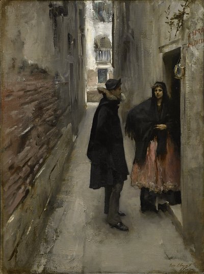 A Street in Venice von John Singer Sargent als Kunstdruck auf Leinwand