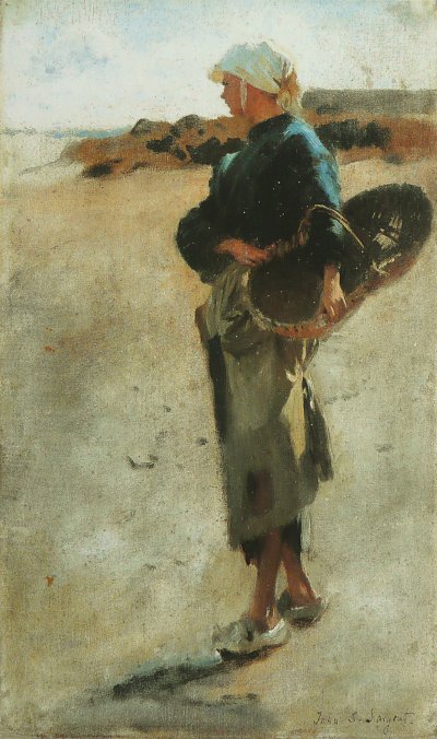 Jeune bretonne au panier von John Singer Sargent als Kunstdruck auf Leinwand