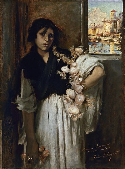 John Singer argent Venetian Onion Seller von John Singer Sargent als Kunstdruck auf Leinwand