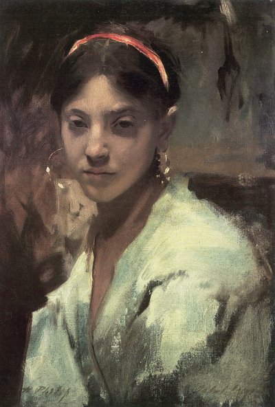 Kopf eines Capri Maedchens von John Singer Sargent als Kunstdruck auf Leinwand