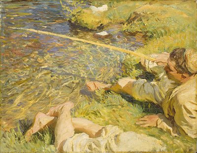 Man Fishing von John Singer Sargent als Kunstdruck auf Leinwand