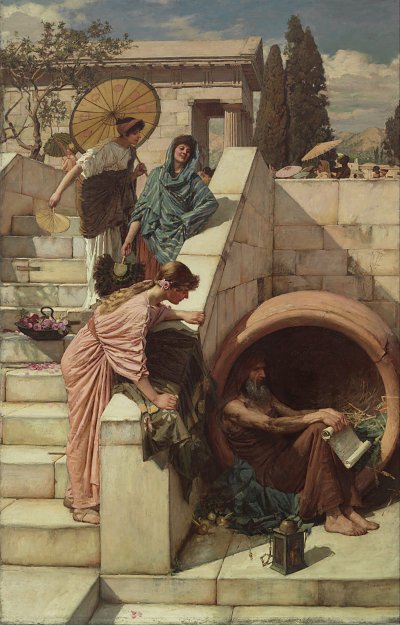 Diogenes von John William Waterhouse als Kunstdruck auf Leinwand