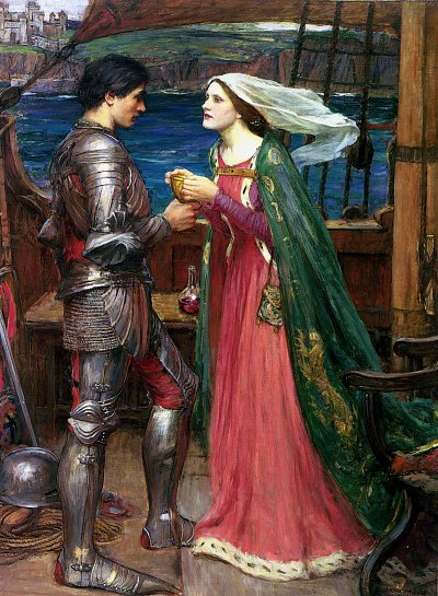 Tristan and Isolde with the Potion von John William Waterhouse als Kunstdruck auf Leinwand