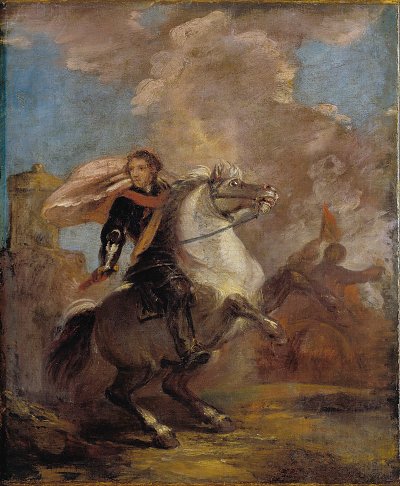 An Officer on Horseback von Joshua Reynolds als Kunstdruck auf Leinwand