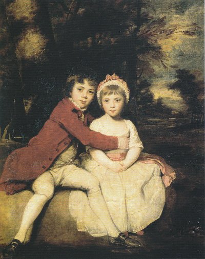 John and Theresa Parker As Children von Joshua Reynolds als Kunstdruck auf Leinwand