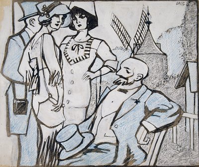 Aux courses des Longchamps von Juan Gris als Kunstdruck auf Leinwand