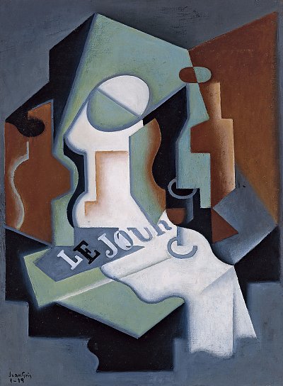 Botella y frutero von Juan Gris als Kunstdruck auf Leinwand