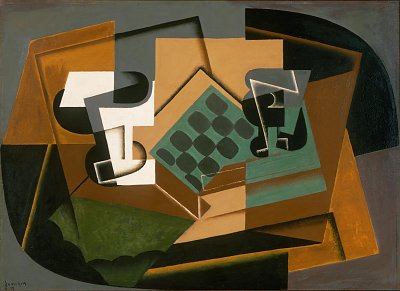 Chessboard Glass and Dish von Juan Gris als Kunstdruck auf Leinwand