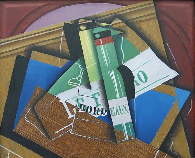 Die Bordeauxflasche von Juan Gris als Kunstdruck auf Leinwand