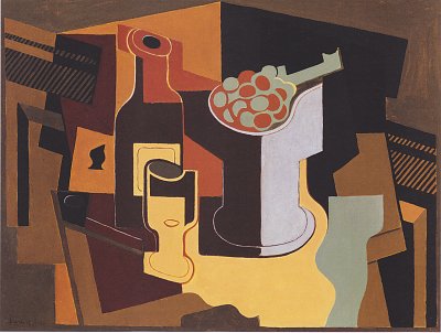 Flasche und Obstschale von Juan Gris als Kunstdruck auf Leinwand