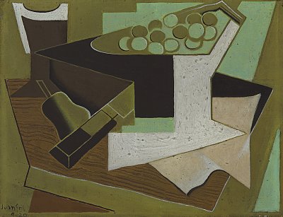 Grappe de raisin et poire von Juan Gris als Kunstdruck auf Leinwand