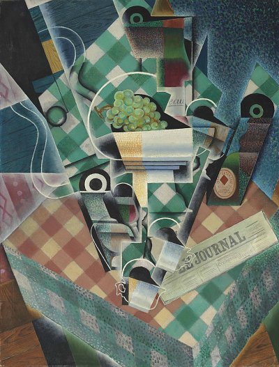 Nature morte a la nappe a carreaux von Juan Gris als Kunstdruck auf Leinwand