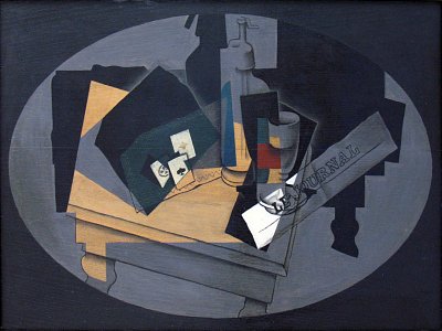 Spielkarten und Siphon von Juan Gris als Kunstdruck auf Leinwand