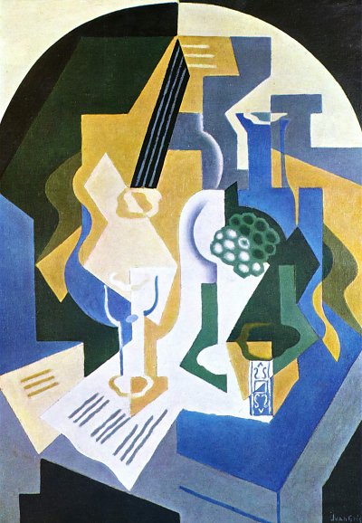 Stilleben mit Fruchtschale und Mandoline von Juan Gris als Kunstdruck auf Leinwand