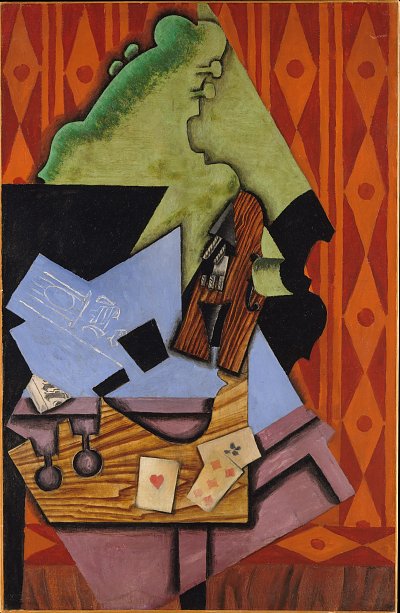 Violin and Playing Cards on a Table von Juan Gris als Kunstdruck auf Leinwand