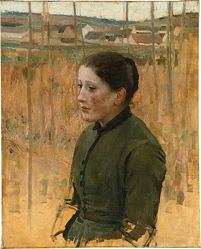 Young peasant woman von Jules Bastien Lepage als Kunstdruck auf Leinwand