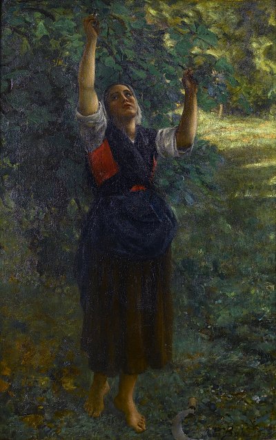 Cueilleuse de figues von Jules Breton als Kunstdruck auf Leinwand