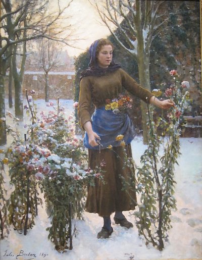 Last Flowers von Jules Breton als Kunstdruck auf Leinwand