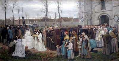 Plantation d un calvaire von Jules Breton als Kunstdruck auf Leinwand