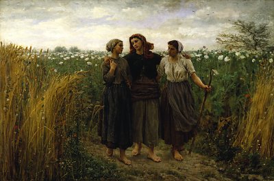 Returning from the Fields von Jules Breton als Kunstdruck auf Leinwand